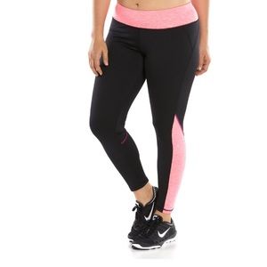 Fleece lined yoga leggings - black and pink