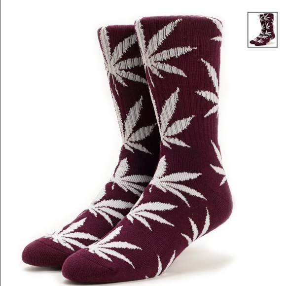 HUF Plantlife Maroon & White Crew Socks