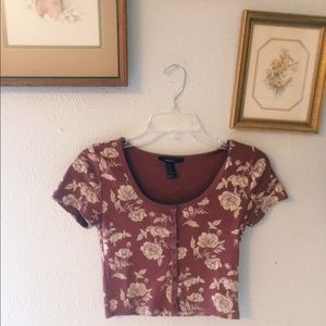 Pink Floral crop top from f21