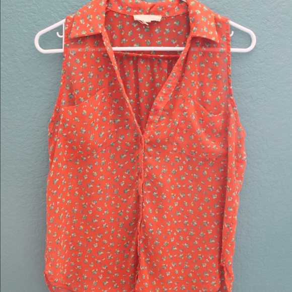 Juniors sheer orange top
