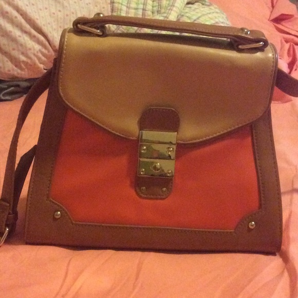 Coral color block bag