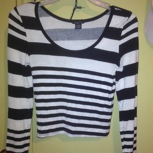 Black and white striped crop top