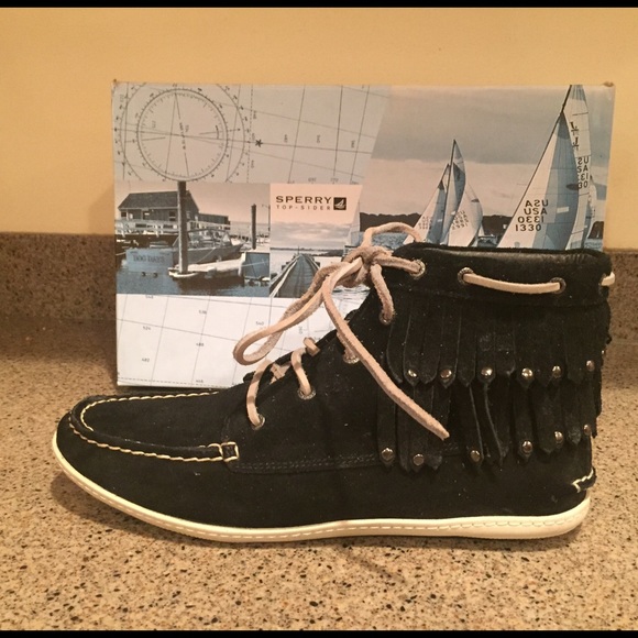 Sperry New Women's Black Suede Top--Sider