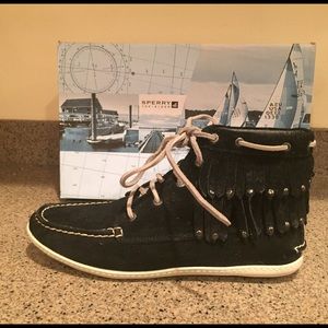 Sperry New Women's Black Suede Top--Sider