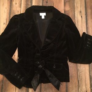 Black Loft Velvet Blazer with Tie-Belt