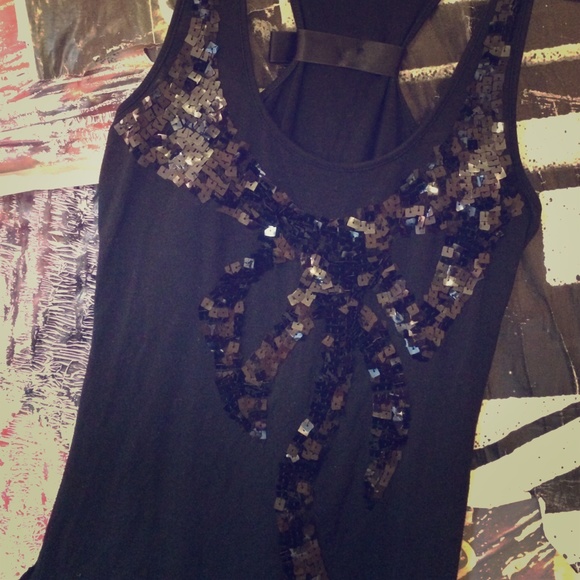 Tops - Black Tank with Sequin Detail