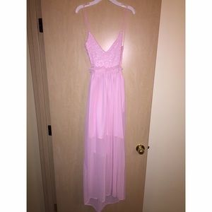 Pink Crochet Maxi Dress