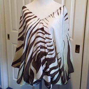 Brown and cream color animal print top
