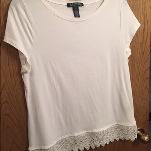 Ralph Lauren White top with Lace trim