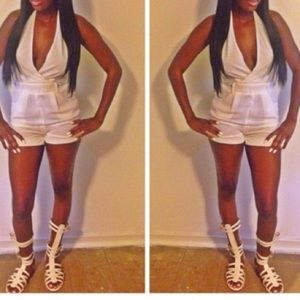 White Halter Romper