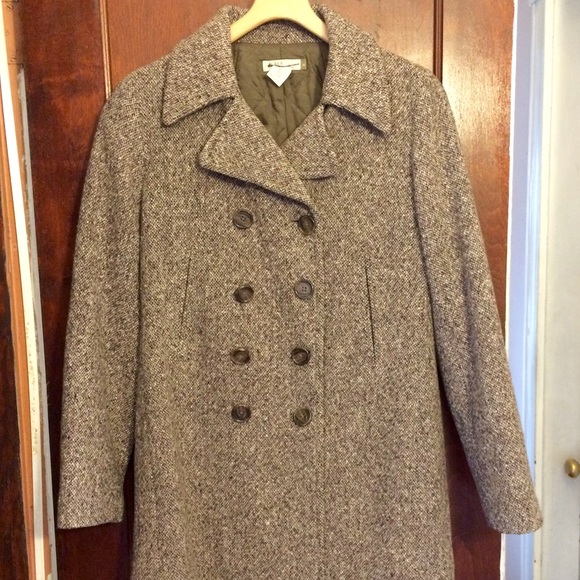 J. Crew brown tweed double breasted peacoat