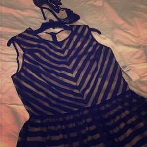 London Times Cocktail Midi Dress Blk/Nude NWT, 12