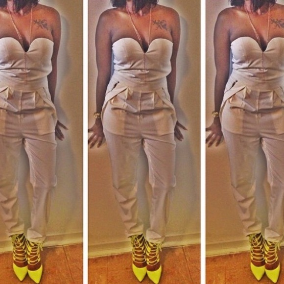 White Strapless Jumpsuit