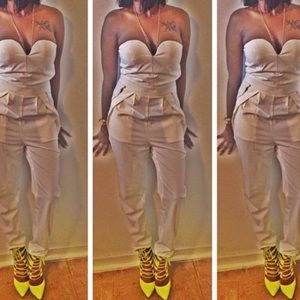 White Strapless Jumpsuit