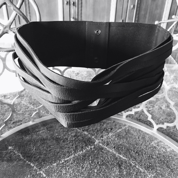 Italian Leather & Elastic Obi Belt
