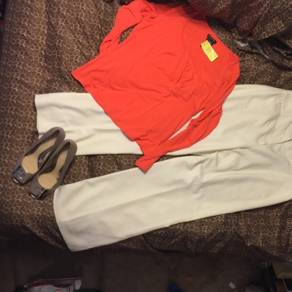 Winter White Larry Levine Trousers (size 16)