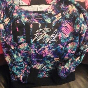VS Pink Tropical Floral slouchy crew