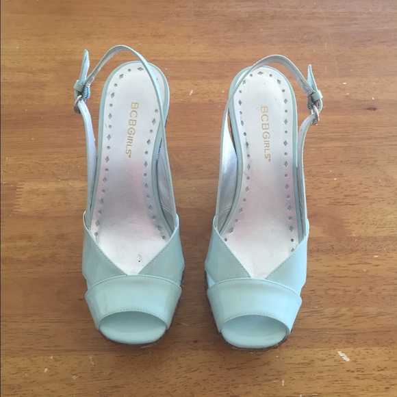 BCBGirls lovely turquoise wedge heels. Size 7.