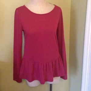 LOFT burgundy peplum tee