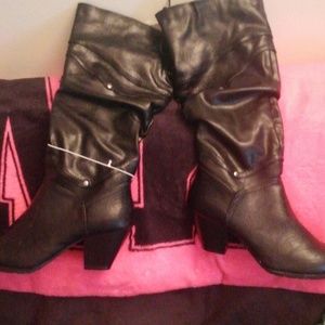 Wide calf knee high black boots