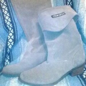 Naughty Monkey/taupe/knee,  heeled/ Leather Boots