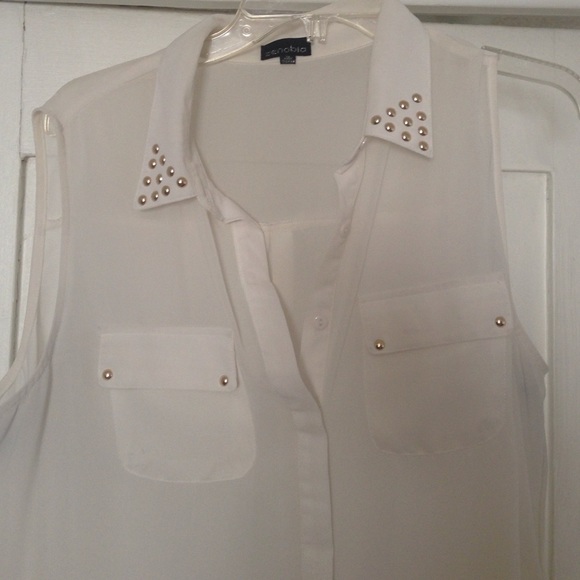 ‼️ clearance‼️Sheer white studded blouse