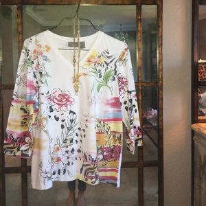 Additions By Chico's - 3/4 Sleeve Patterned Tee