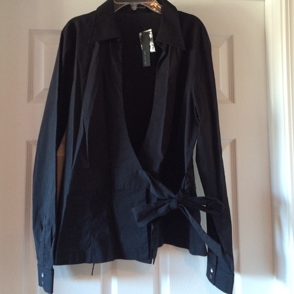 Cotton wrap shirt black