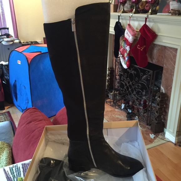 Michael Kors knee high black leather boots
