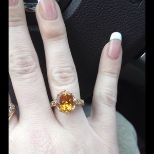 14k gold citrine ring filigree design. Flash sale!