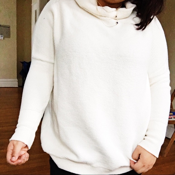 Free people one size cowl neck white sweater
