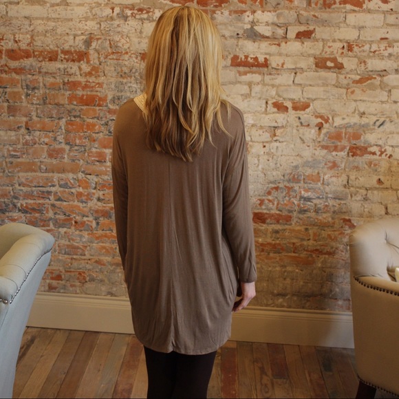 Mocha lace trim tunic - Picture 2 of 3