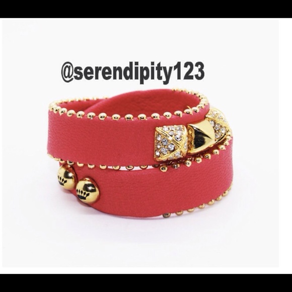 Juicy Couture Leather Dbl Wrap Pyramid Bracelet - Picture 2 of 4