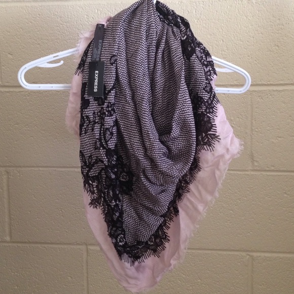 Lace detail, pink and black, fashion scarf