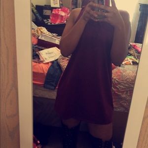 A burgundy dress with a suede feel!