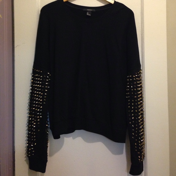 F21 gold spike sleeve sweater
