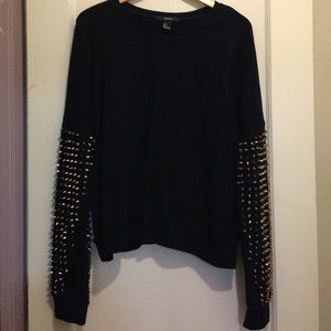 F21 gold spike sleeve sweater
