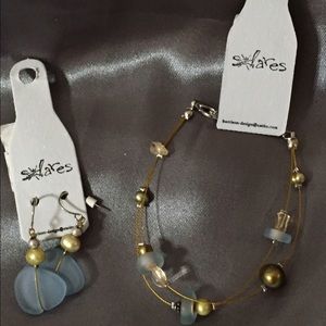 Sea glass bracelet and matching earrings