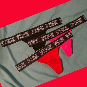 💥 SOLD 💥 3 Victoria's Secret Pink Logo Thongs