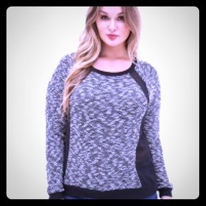 Forever21 chiffon paneled marled sweater