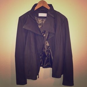 T Tahari 'Angelina' Zip Collar Leather Moto Jacket