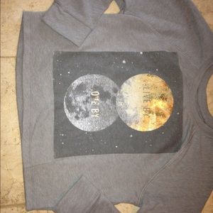 Hollister Gold Grey Cotton Quarter Sleeve Crop Top