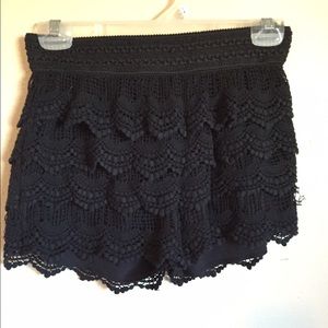 Black crochet shorts