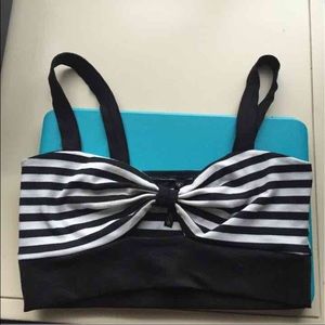 Black and white striped crop top