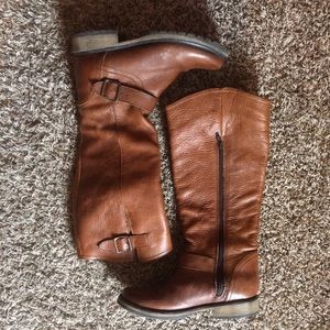 Tan leather riding boots