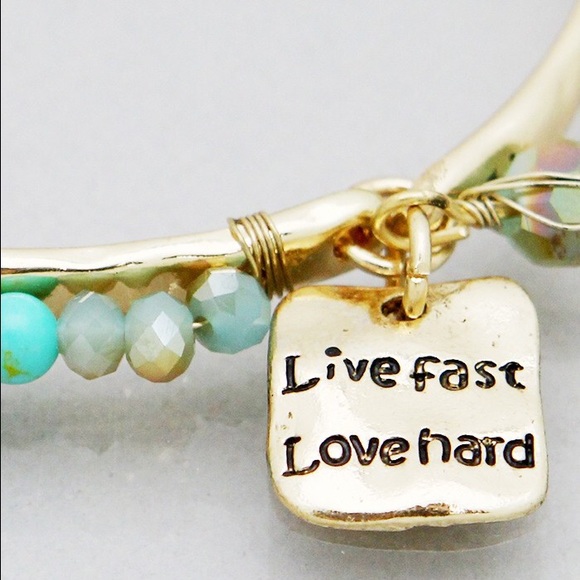 Live Fast Love Hard charm bead bracelet - Picture 2 of 2