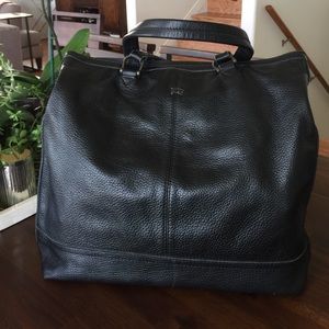 Burberry grain leather black tote w/ check lining