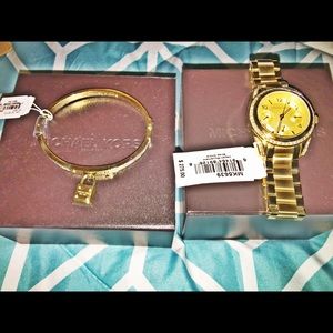 Authentic gold Michael Kors watch & gold bracelet