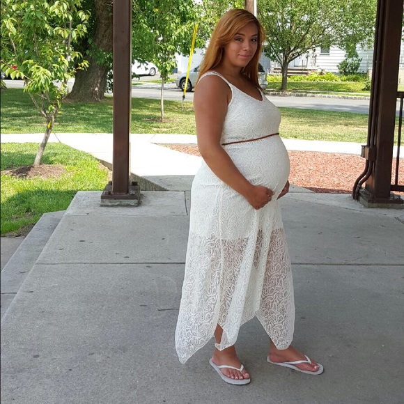 Maternity white lace dress