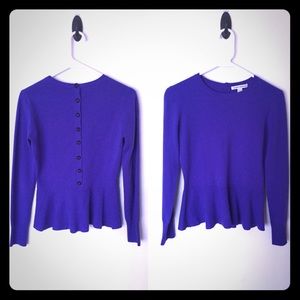 Autumn Cashmere purple peplum sweater, size S